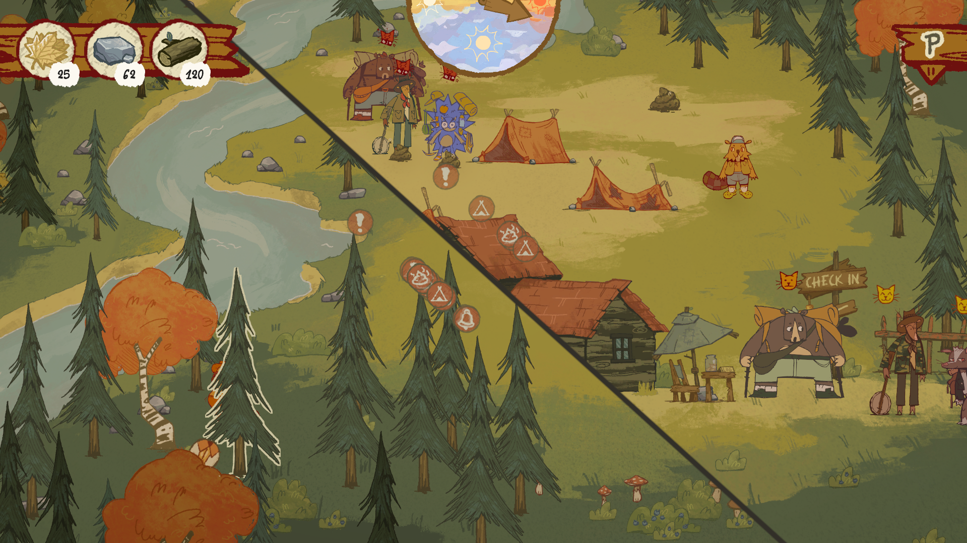 Gathering materials around camp